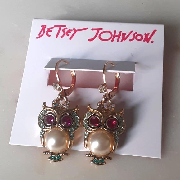 🆕️ Betsey Johnson Owl Dangle Earrings, Christmas Gift for Her - Picture 5 of 5